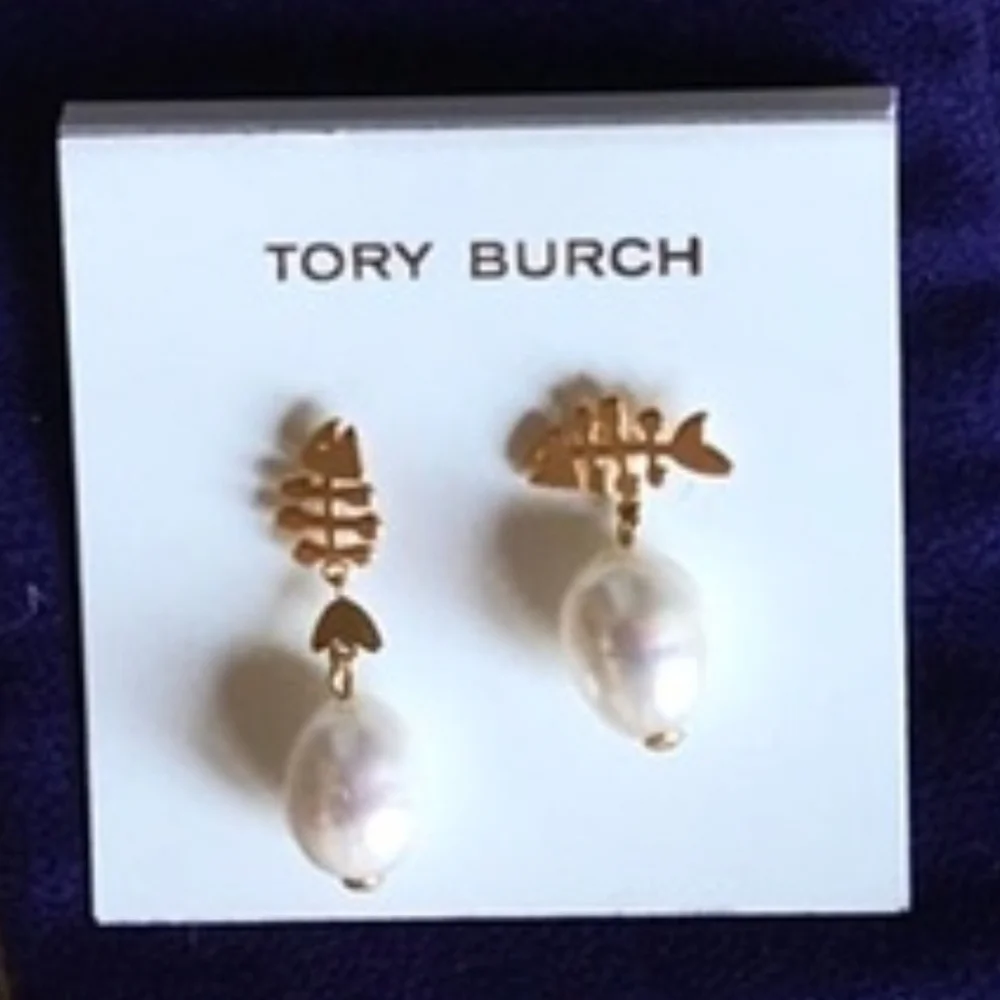 💛🔹️Tory Burch🔹️Fish & Cultured Freshwater Pearl Drop Earrings